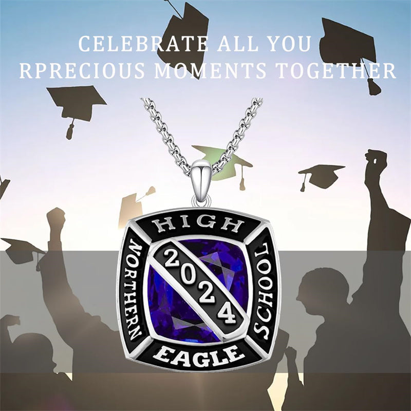 Sterling Silver Personalized Photo Class High School College Graduation Necklace