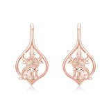 10K 14K 18K Solid Gold Highland Cow Leverback Earrings