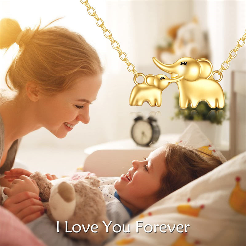 14k Yellow Gold Elephant Pendant Necklace