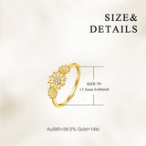 14k Gold Sunflower Nature Ring