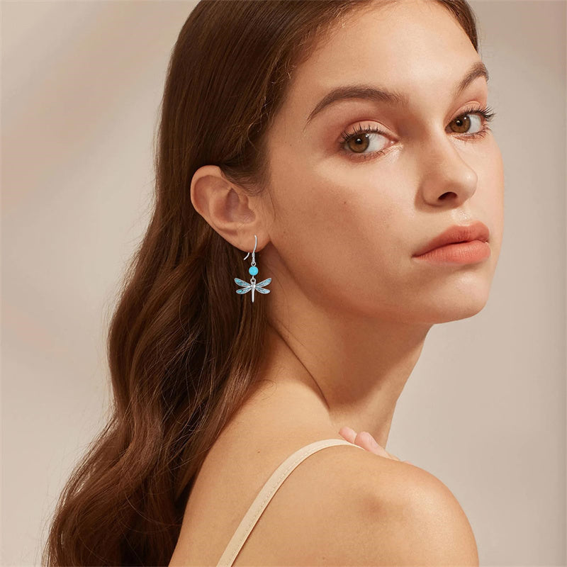 Sterling Silver Turquoise Owl Dragonfly Butterfly Hummingbird Dangle Earrings