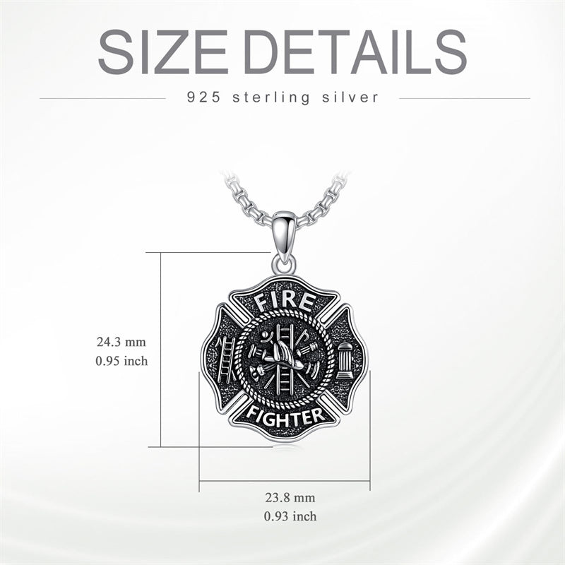 Sterling Silver Firefighter Pendant Necklace