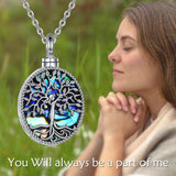Sterling Silver Tree of Life Urn Necklaces Abalone Opal Shell Cremation Jewelry for Ashes