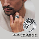 Sterling Silver Personalized  Birthstone Engraved High School College  Class Ring