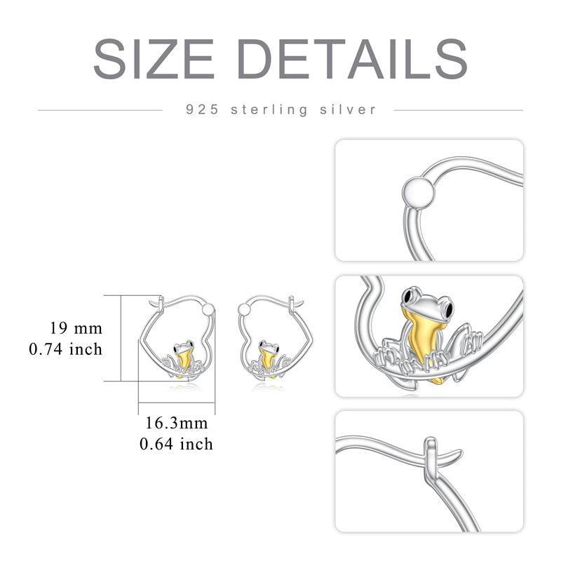 Sterling Silver Fox Frog Leopard Peacock Puppy Animal Hug Hoop Earrings