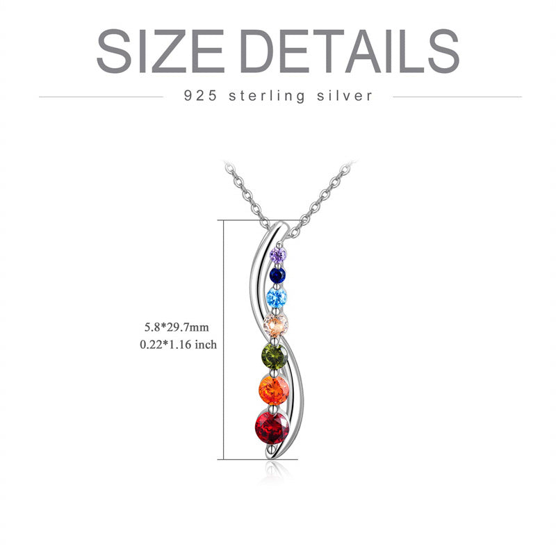 Sterling Silver Colorful Chakra  Pendant Necklace