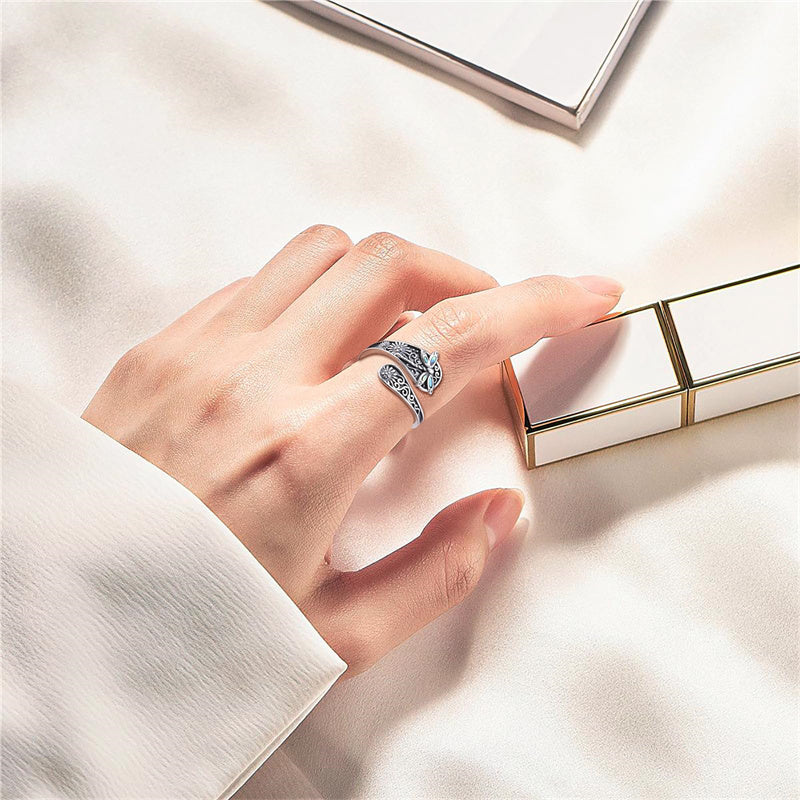 Sterling Silver Oxidized Dragonfly Butterfly Hummingbird Sea Turtle Anchor Cross Tree of Life Sunflower Spoon Ring