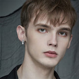 Sterling Silver Cross Sun Viking Wave Hoop Earrings for Men