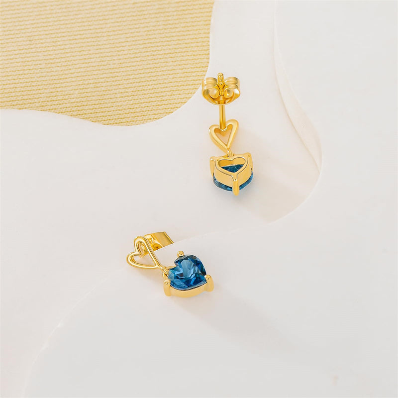 14K Gold Natural London Blue Topaz Stud Earrings