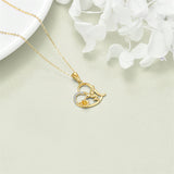 14K Gold Hummingbird Daisy Pendant Necklace