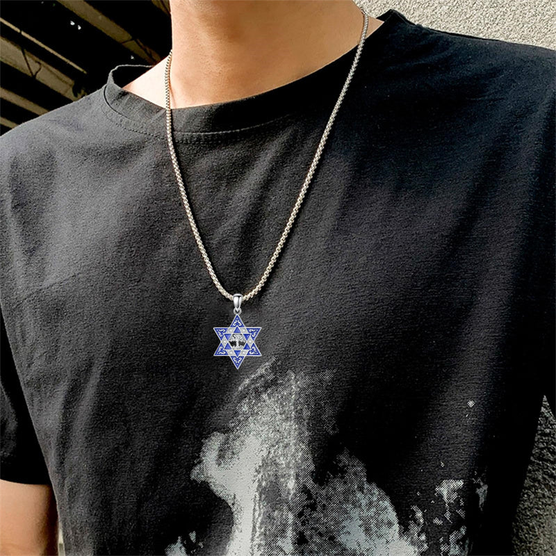 Sterling Silver Star of David, Evil Eye, Tree of Life, Cross Lion, Chai Pendant Necklace
