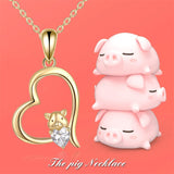 14k Yellow Gold Pig Pendant Necklace