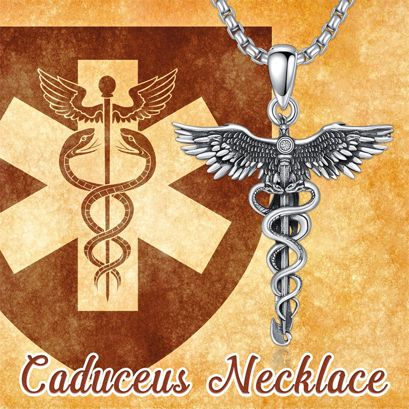 Sterling Silver Caduceus Phoenix RN Pendant Necklace RN Nurse Graduation Gift
