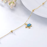 14K Gold Sea Turtle Single Layer Anklet