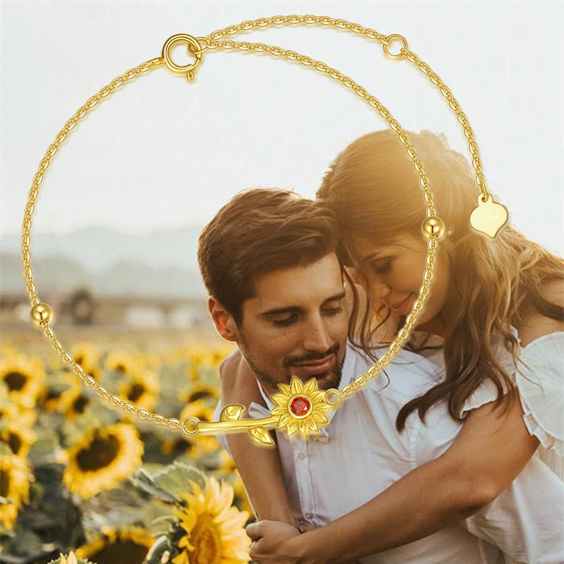 14K Gold 5A Cubic Zirconia Sunflower Single Layer Anklet