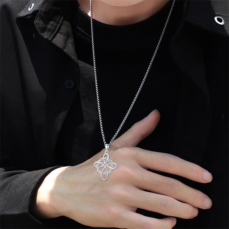 Sterling Silver Nial Cross David Pendant Necklace