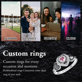 Sterling Silver Personalized Pattern Engraved Birthstone Class Ring for Women