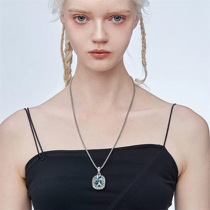 Sterling Silver Oval Personalized Text and Birthstone Class Pendant Necklace Graduation Jewelry