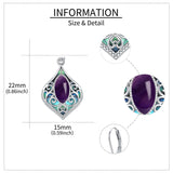 Sterling Silver Teardrop Amethyst Moss Agate White Opal Moonstone Leverback Earrings