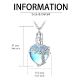 Sterling Silver Crystal Heart Tree of Life Urn Necklace for Ashes