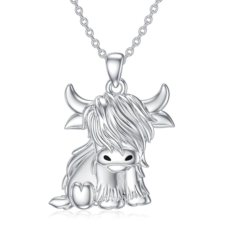 10K 14K 18K Highland Cow Pendent Necklace