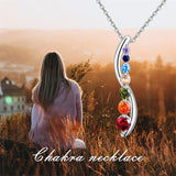 Sterling Silver Colorful Chakra  Pendant Necklace