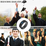 Sterling Silver Personalized Birthstone Engraved Pattern Class Band Ring For Men