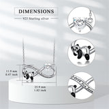 Sterling Silver Birthstone Infinity Panda Pendant Necklace Engraved with I Love Forever