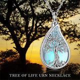 Sterling Silver Tree of Life Urn Necklaces Abalone Opal Shell Cremation Jewelry for Ashes