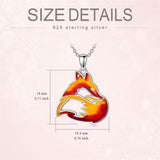 Sterling Silver Red  Fox Flame Pendant Necklace