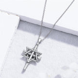 Sterling Silver Nial Cross David Pendant Necklace