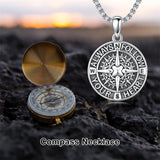 Sterling Silver Compass Pendant Necklace Graduation Jewelry Gift