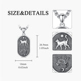 Sterling Silver Sun and Moon Skeleton Cat Dog Pendant Necklace