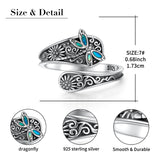 Sterling Silver Oxidized Dragonfly Butterfly Hummingbird Sea Turtle Anchor Cross Tree of Life Sunflower Spoon Ring