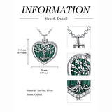 Sterling Silver Tree of Life Urn Necklaces Abalone Opal Shell Cremation Jewelry for Ashes