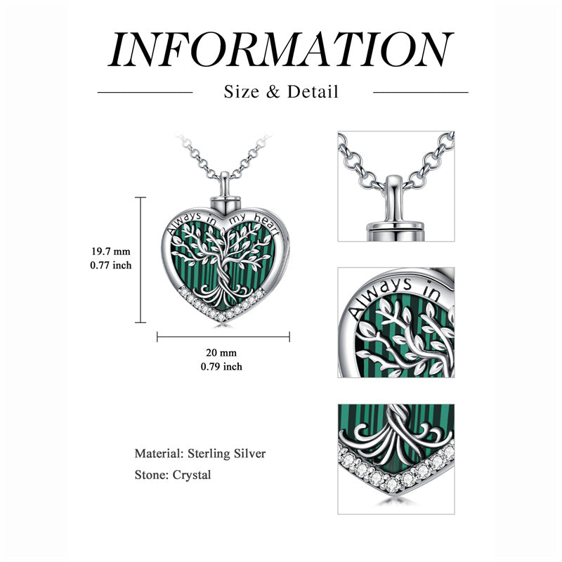 Sterling Silver Tree of Life Urn Necklaces Abalone Opal Shell Cremation Jewelry for Ashes