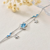 Sterling Silver Turtle Multi-layered Anklet