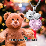 Sterling Silver Cubic Zirconia Teddy Bear Pendant Necklace Christmas Gifts for Women