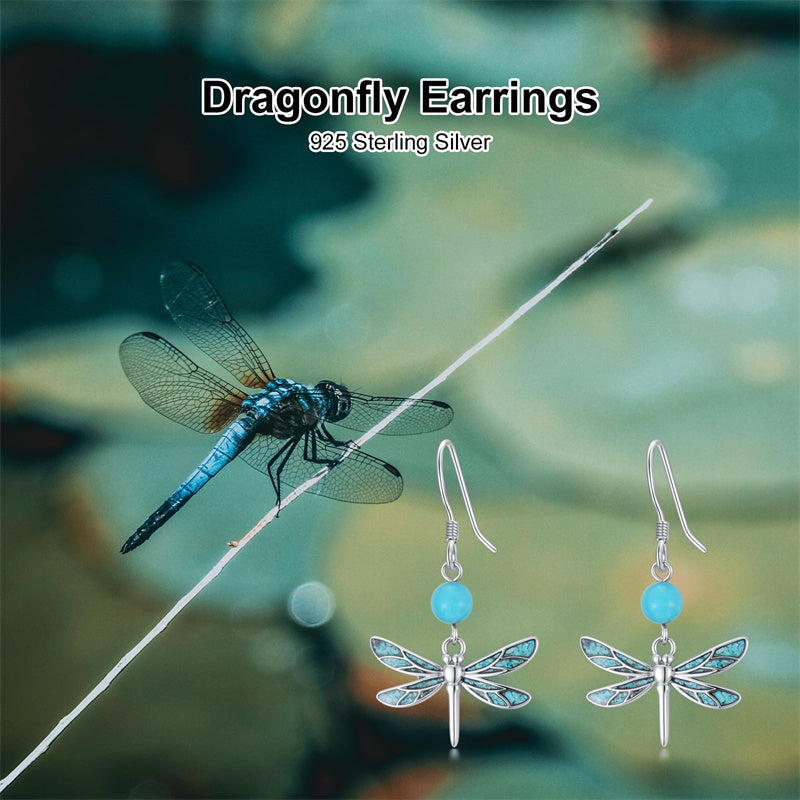 Sterling Silver Turquoise Owl Dragonfly Butterfly Hummingbird Dangle Earrings