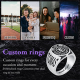 Sterling Silver Personalized  Birthstone Engraved High School College  Class Ring
