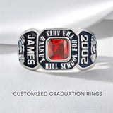 Sterling Silver Personalized Birthstone Engraved High School Class Ring Graduation Ring
