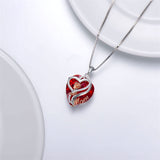 Sterling Silver Birthstone Heart Rose Pendant Necklace With Engraved
