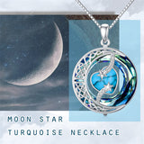 Moon Star Necklace Heart Birthstone Moon Pendant Sterling Silver Valentine's Day Gift With Blue Crystal Mother's Day Gift