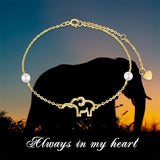 14k Gold Pearl Elephant Single Layer Anklet