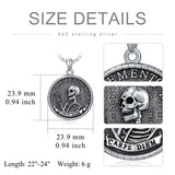 Sterling Silver Memento Mori Pendant Necklace for Men