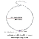 Sterling Silver Diamond Cut 3mm Round Birthstone Single Layer Anklet