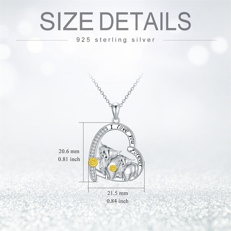 Sterling Silver Highland Cow Necklace