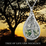 Sterling Silver Tree of Life Urn Necklaces Abalone Opal Shell Cremation Jewelry for Ashes