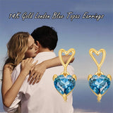 14K Gold Natural London Blue Topaz Stud Earrings