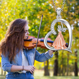 Sterling Silver Violinist Music Pendant Necklace